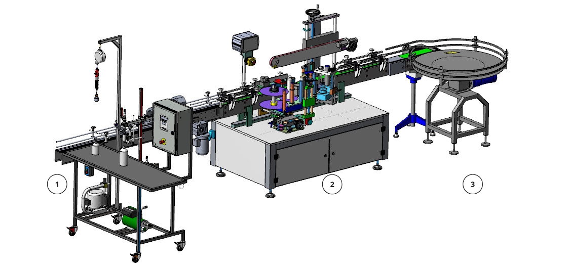 ligne-remplisseuse-semi-automatique-visseuse-manuelle-etiqueteuse-table-tournante